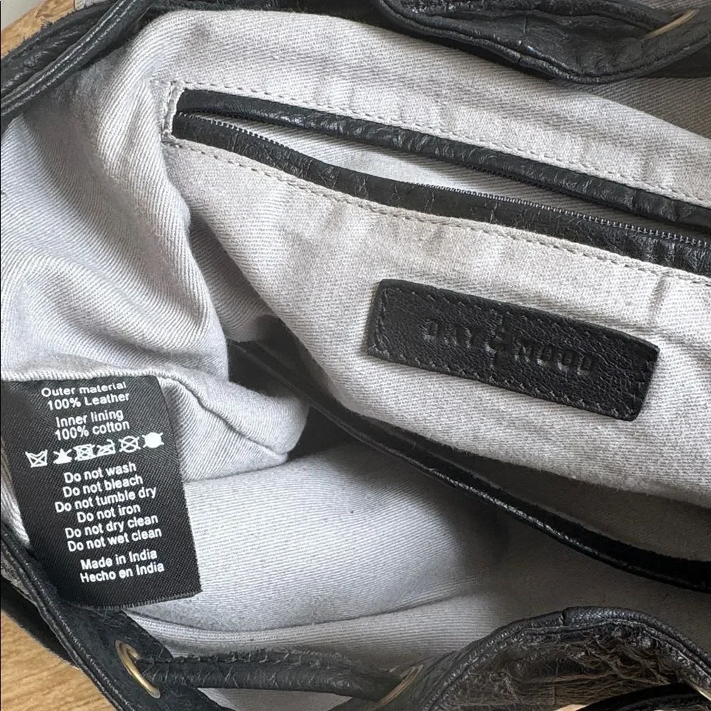 Anthropologie DAY & MOOD Black Leather Backpack Sleek Minimalist Chic Casual EUC